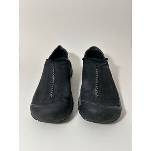 Keen Presidio II Womens Black Leather Slip On Loafer Shoes Faux Fur 1021962